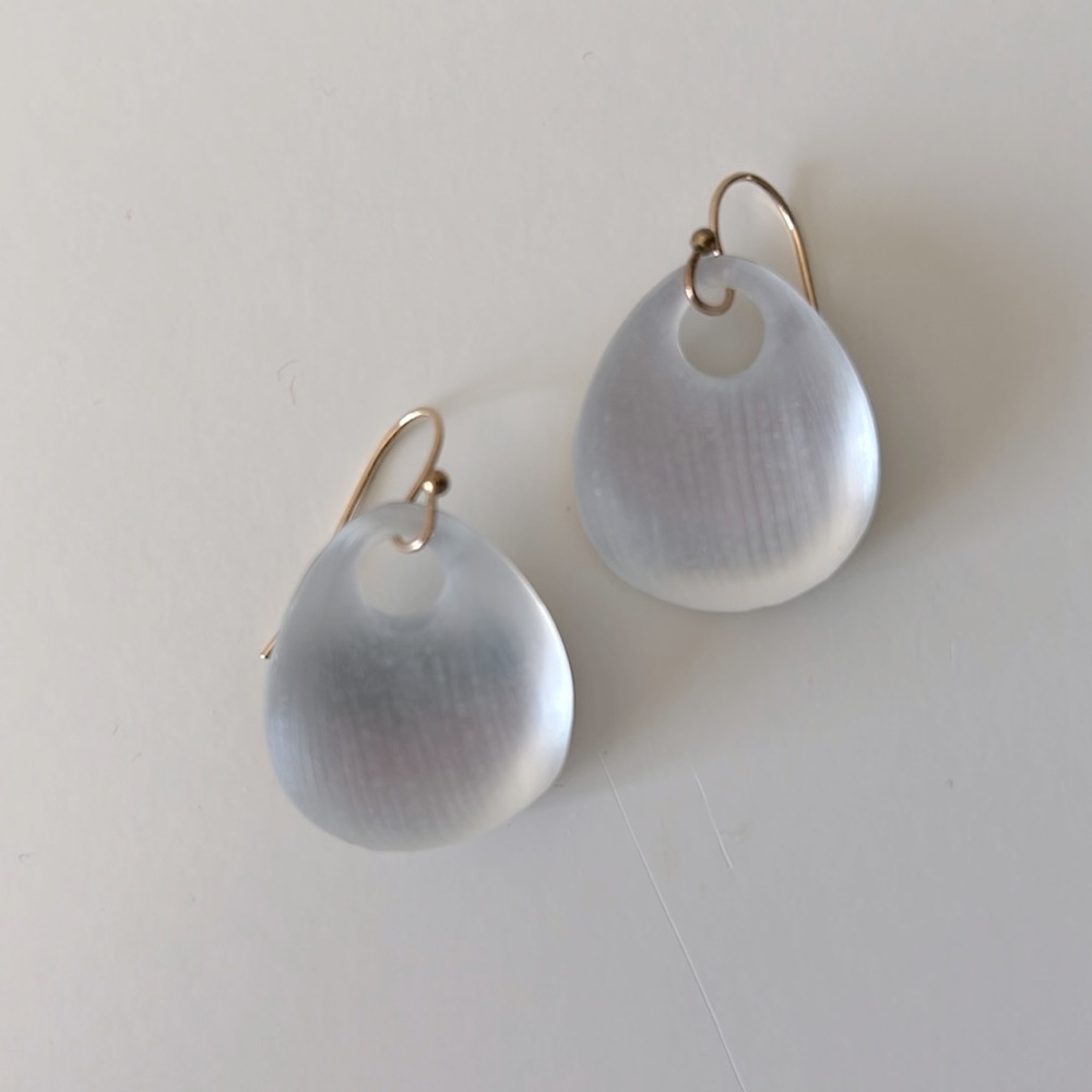 Alexis Bittar White Lucite Earrings with Gold Shepherds Hook